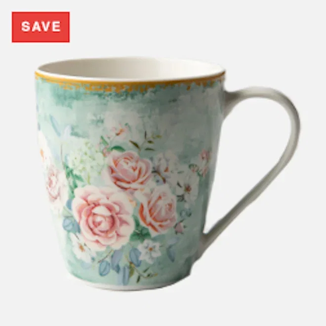 Jenna Clifford Green Floral Mugs, Set of 4