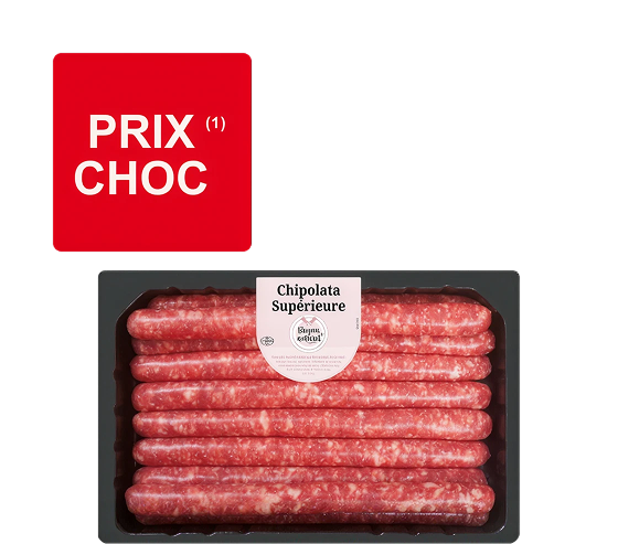 10 Chipolatas supérieures. 0,69€ la chipolata