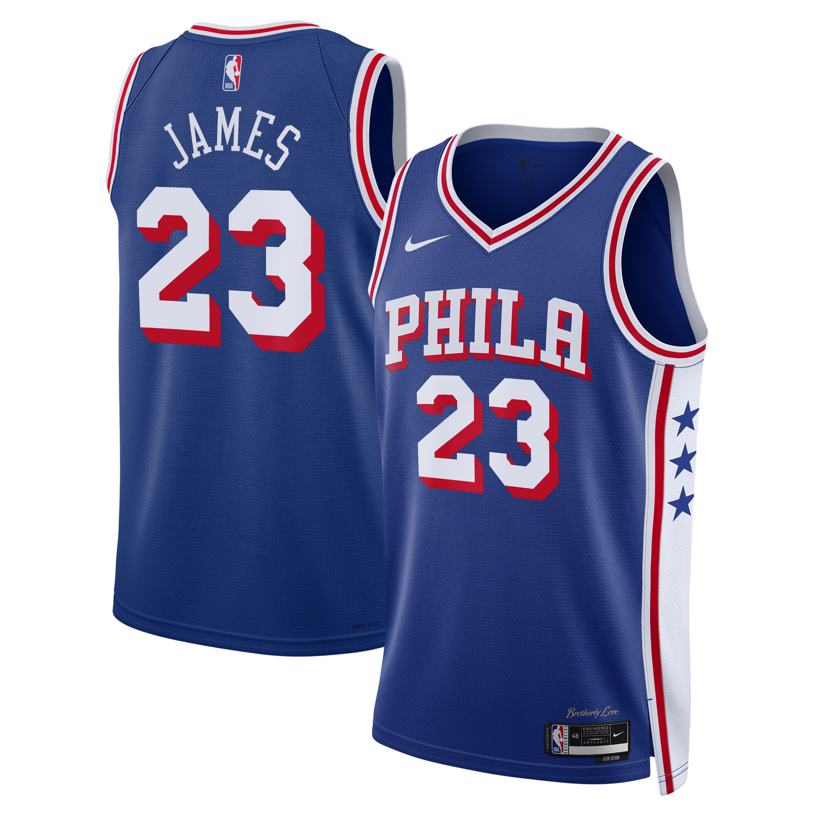 Philadelphia 76ers Nike Icon Edition Swingman Jersey - Royal - Lebron James - Unisex