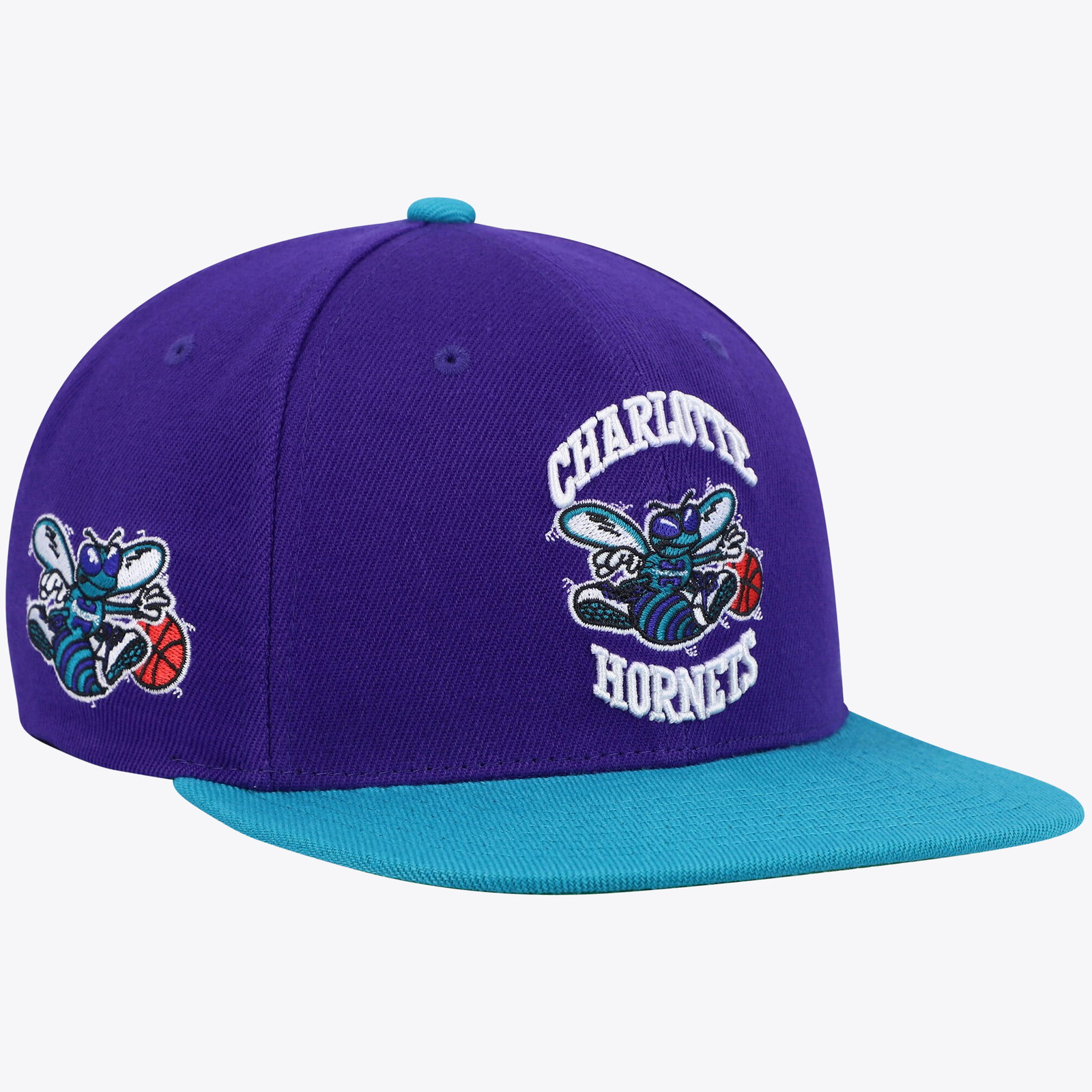 Charlotte Hornets Mitchell & Ness Hardwood Classics Core Side Snapback Hat Cap - Mens