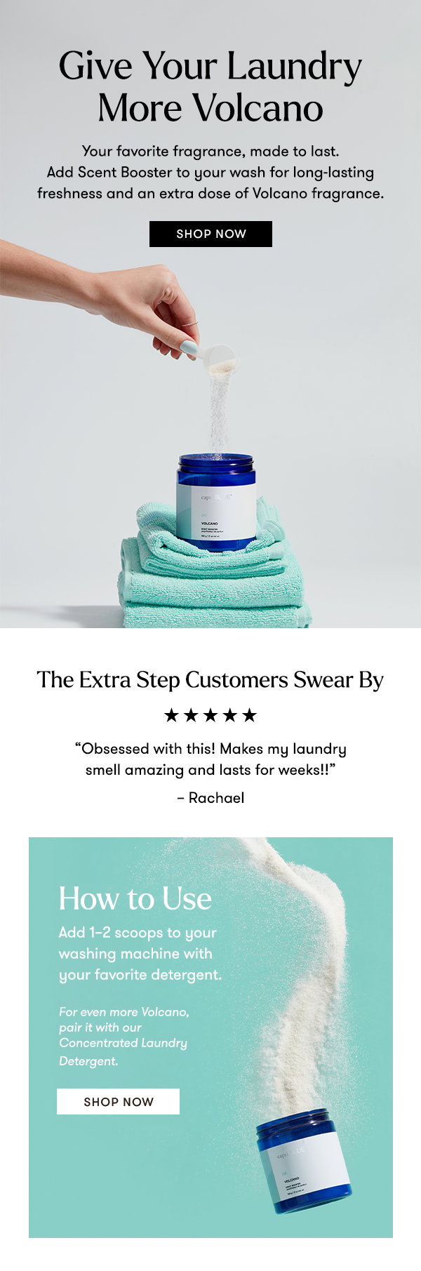 Give Your Laundry More Volcano with Volcano Scent Booster.