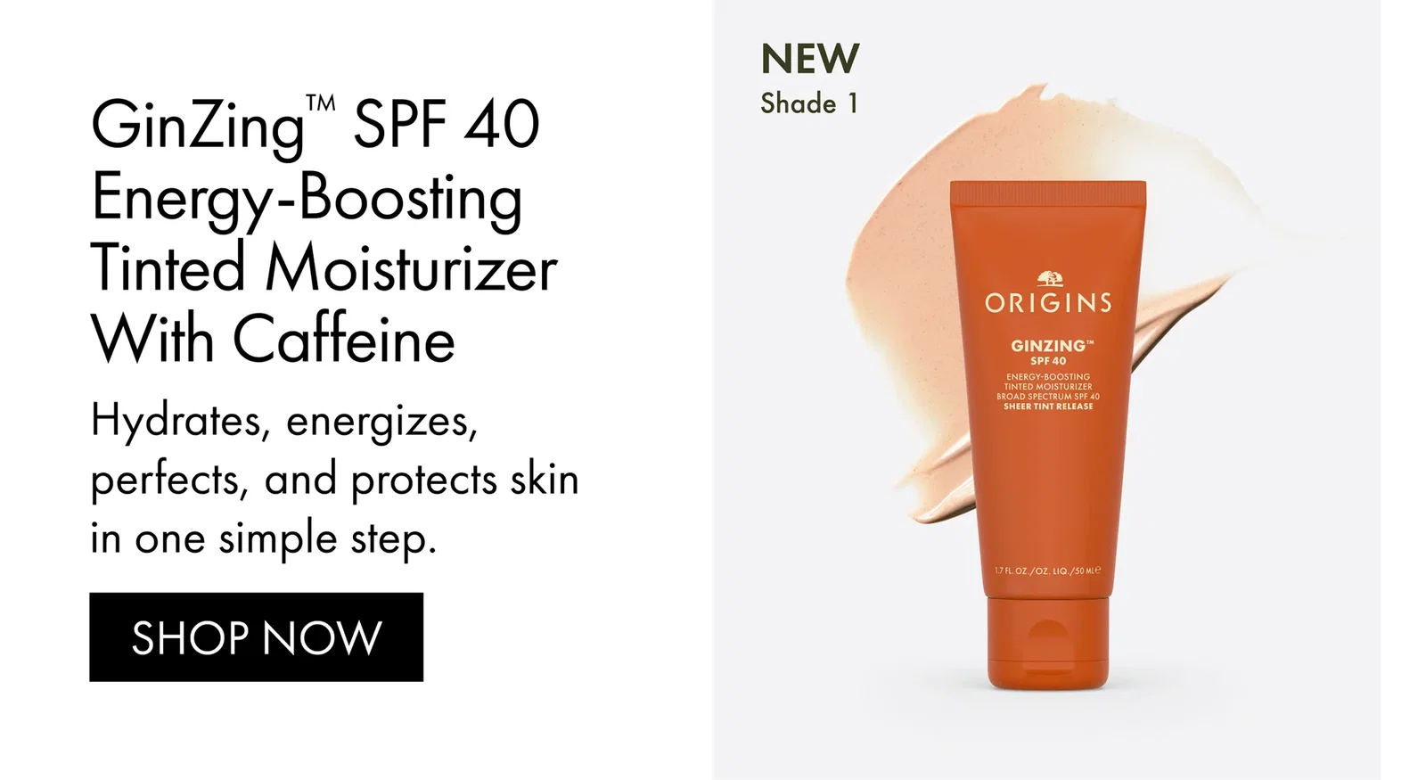 GinZing™ SPF 40 Energy-Boosting Tinted Moisturizer With Caffeine | Hydrates, energizes, perfects, and protects skin in one simple step. | SHOP NOW
