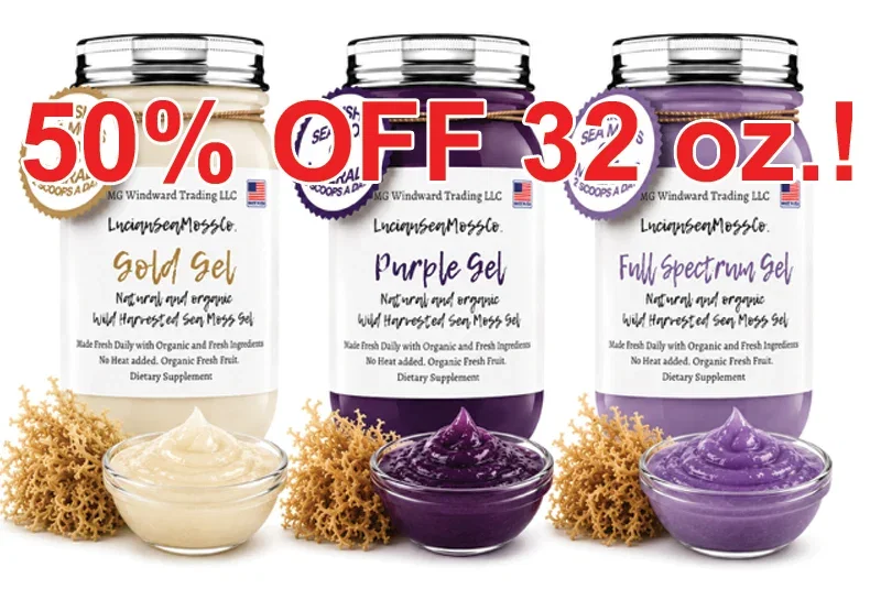 Image of Organic Pure Sea Moss Gel Bundle:  Gold, Purple, Full Spectrum