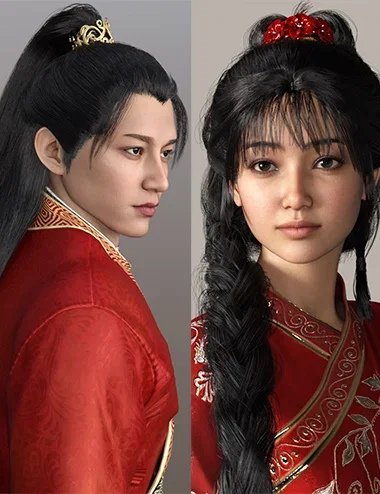 MRL Combinations: Long Fantasy Hair Packs 1 and 2 for Genesis 9 Bundle