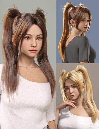 dForce Graceful Parted Bangs Hair for Genesis 9