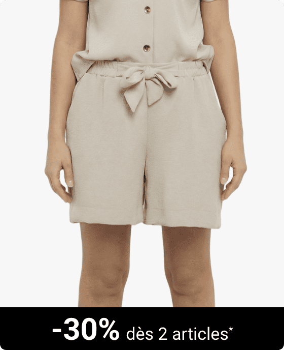 Short souple texturé, noué à la taille Sable