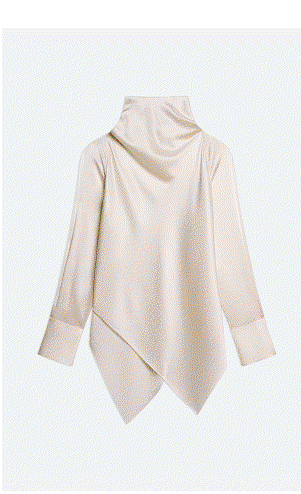 Silk Tie-Neck Long-Sleeve Top