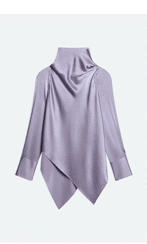 Silk Tie-Neck Long-Sleeve Top