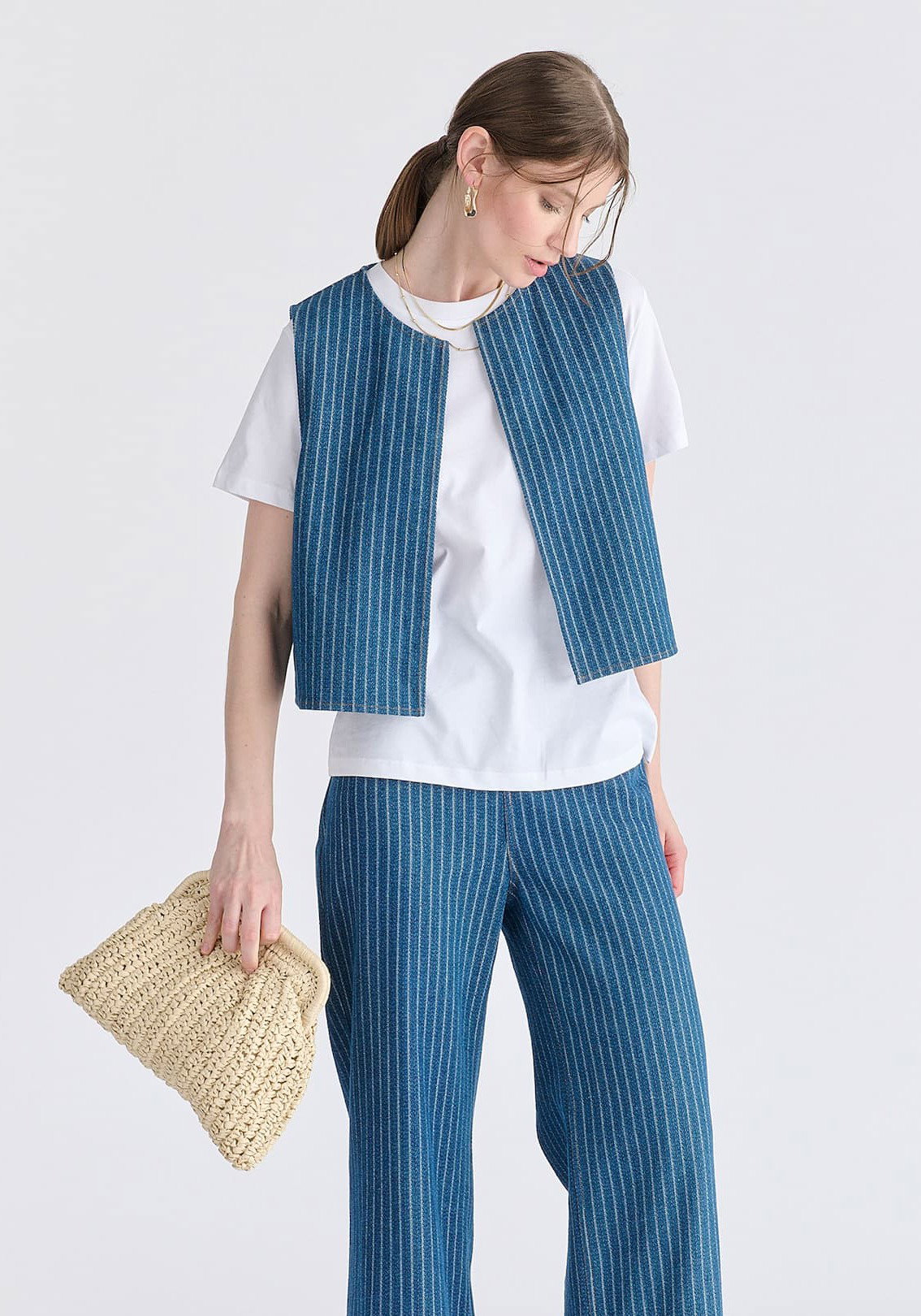 Denim Gilet in Stripes