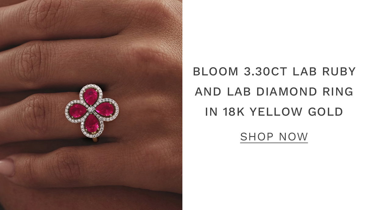 Bloom 3.30ct Lab Ruby and Lab Diamond Ring in 18K Yellow Gold