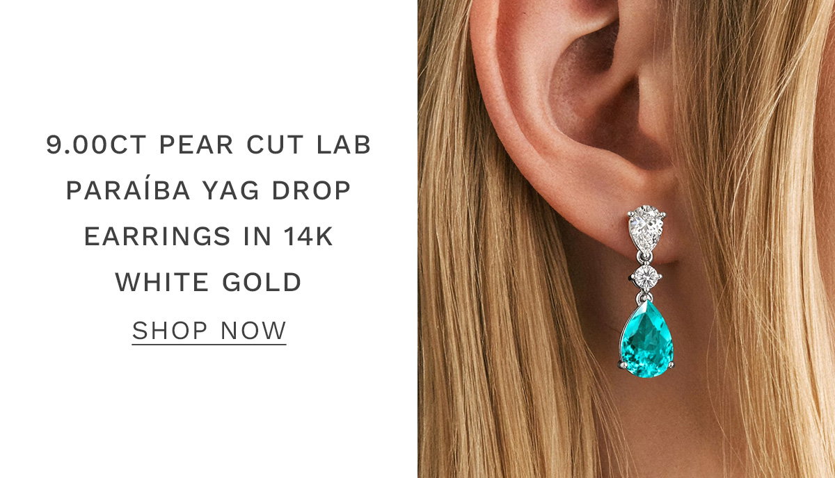9.00ct Pear Cut Lab Paraíba YAG Drop Earrings in 14K White Gold