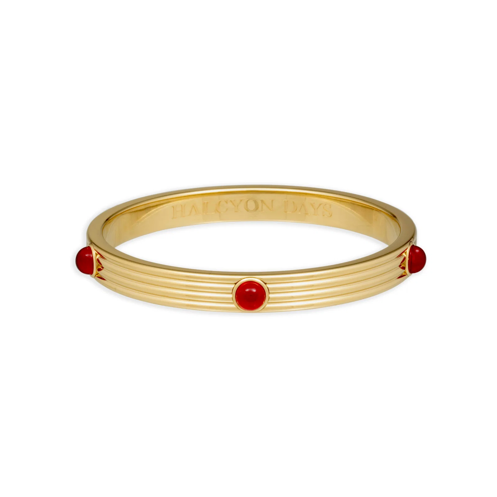 Image of Ribbed Cabochon Push-on Bangle in Ruby