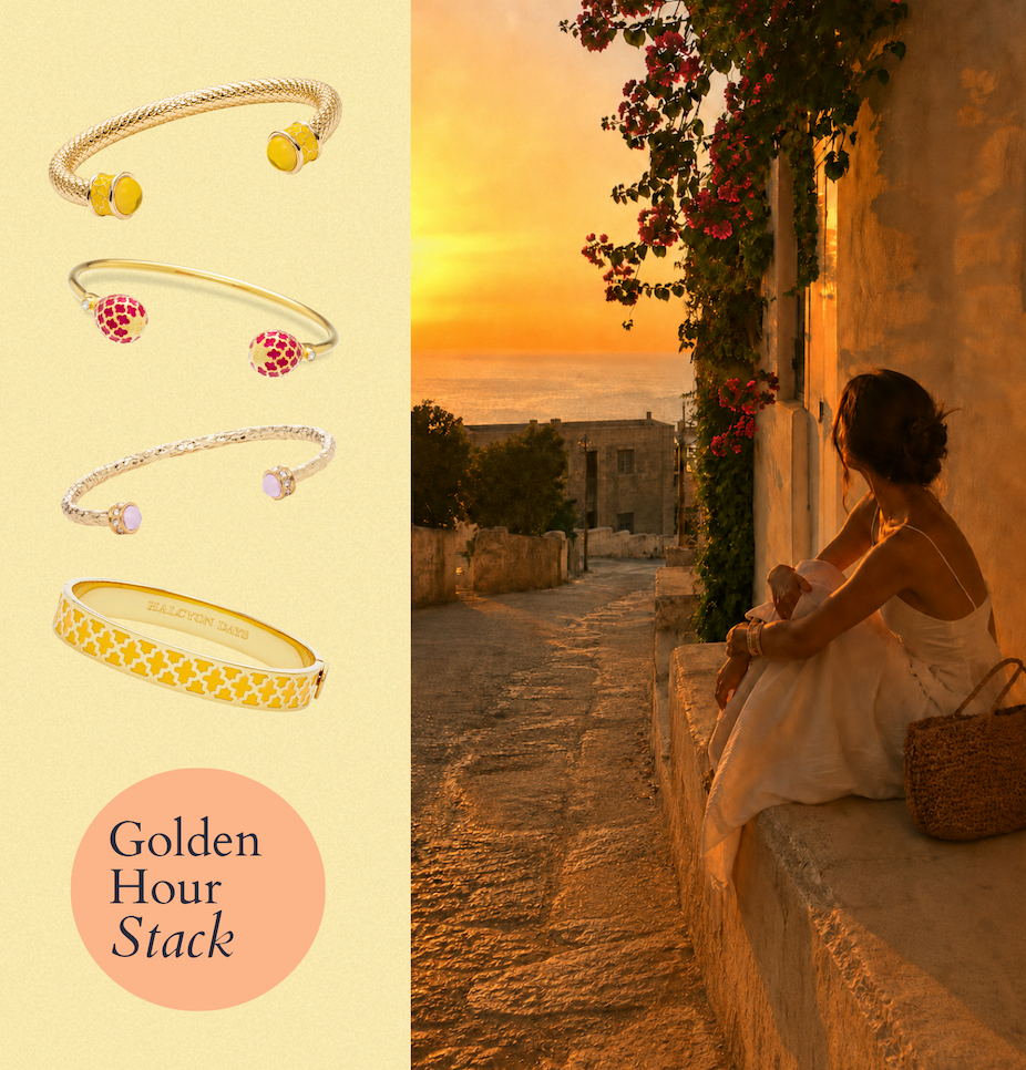 Neutral Bangles - woman in a cafe
