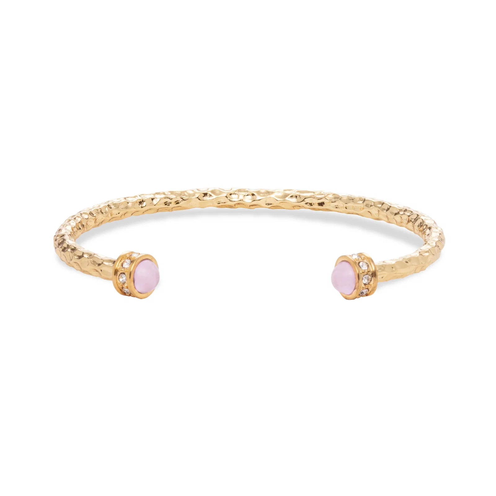 Image of Hammered Torque Rose Quartz & Gold Bangle