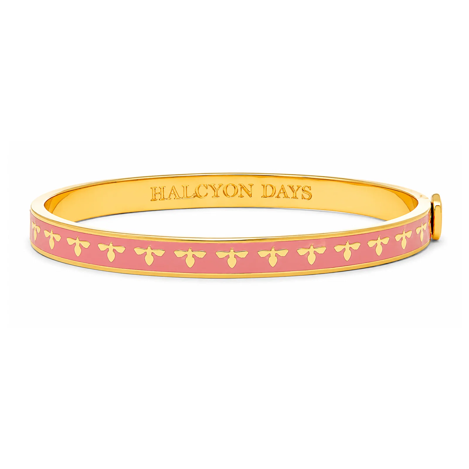Image of Skinny Bee  Hinged Bangle in Pale Pink & Gold