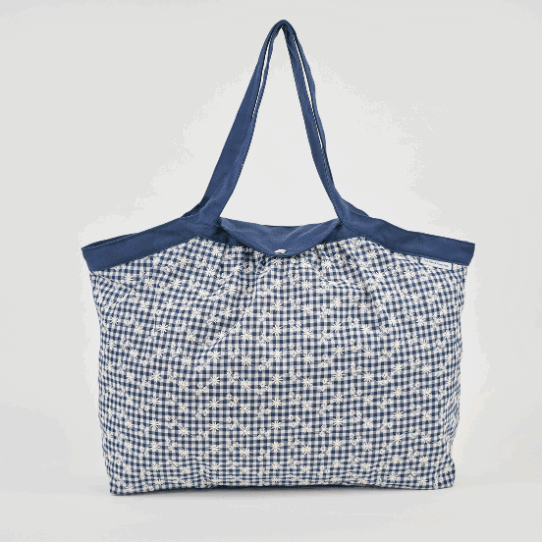 Sac cabas moyen - Vichy Brodé Marine PPMC