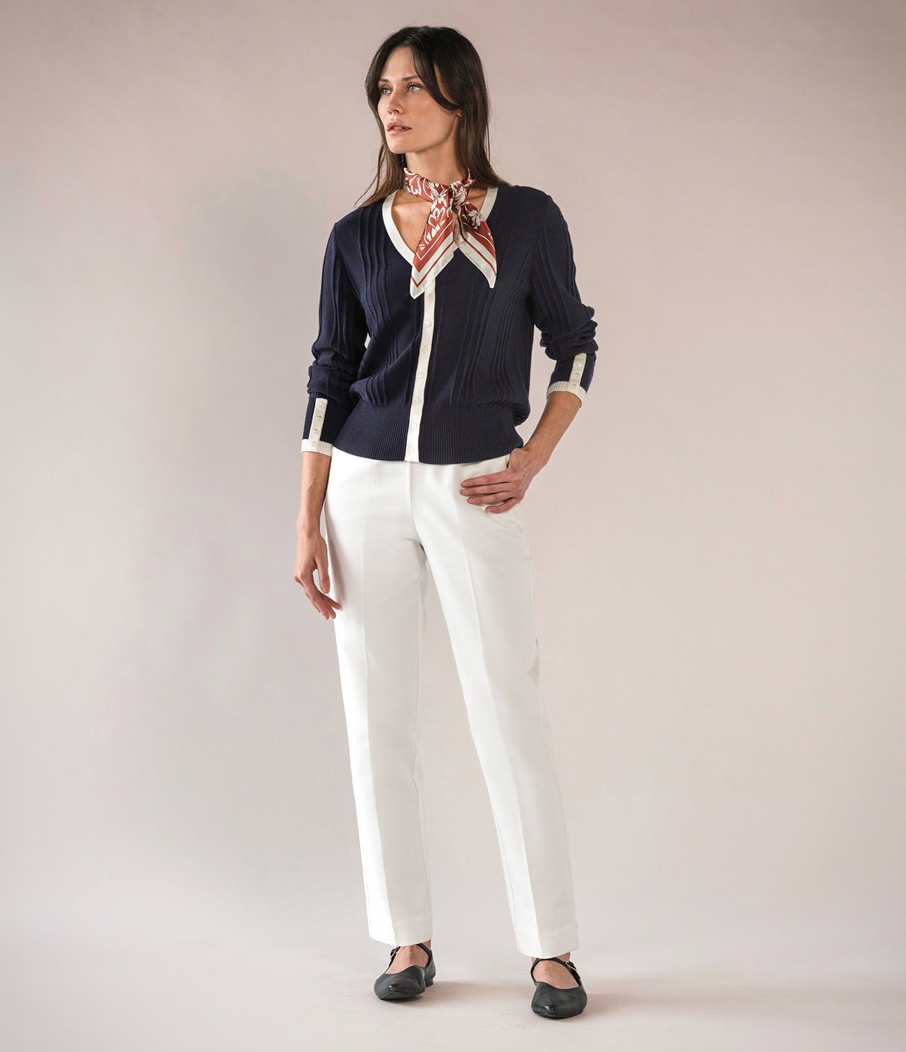 Supima Cotton V Tipped Cardigan