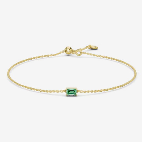 mila green Sterling Silver 18ct Gold Vermeil Plated Emerald-Cut Created Peridot Solitaire Bracelet