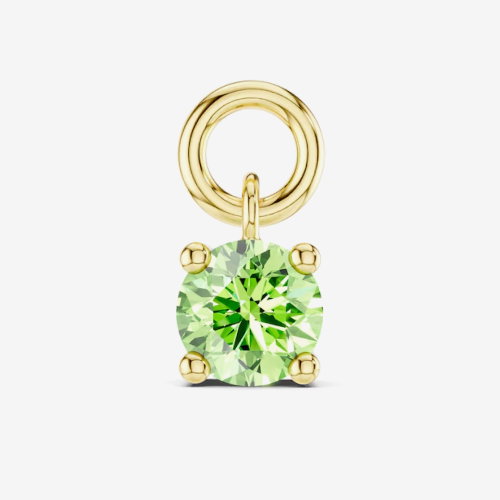 mila green Sterling Silver 18ct Gold Vermeil Plated Created Peridot Round Solitaire Earring Charm