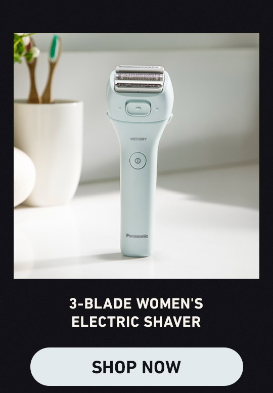 3-Blade Women's Electric Shaver. Shop now (Clickable Link).