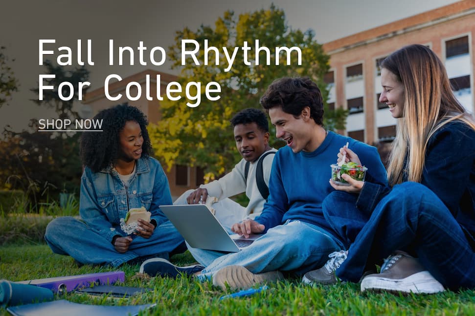 Fall Into Rhythm For College. Shop Now (Clickable Link).