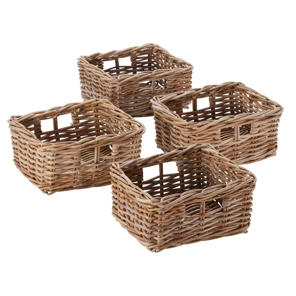 Image of Wovenhill Set of 4 Rectangular Kubu Rattan Storage Baskets