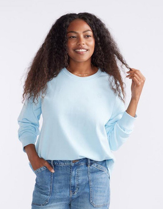 Staple Scoop Hem Sweat - Ice Blue