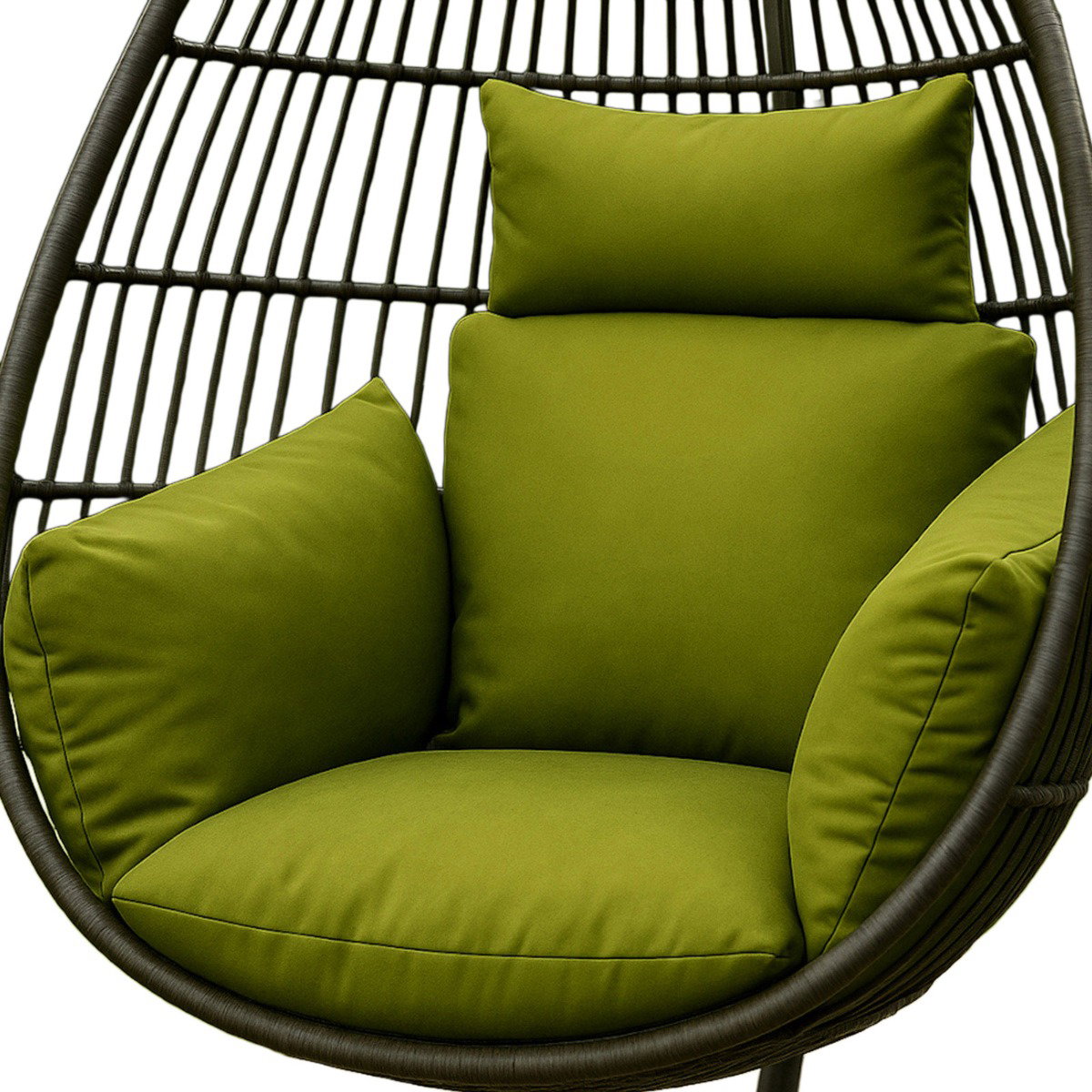 Image of Luxury Waterproof Egg Chair Cushion With Headrest - Green