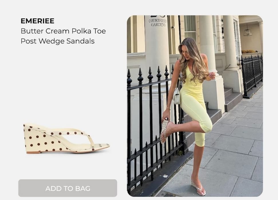 Emeriee Butter Cream Polka Toe Post Wedge Sandals