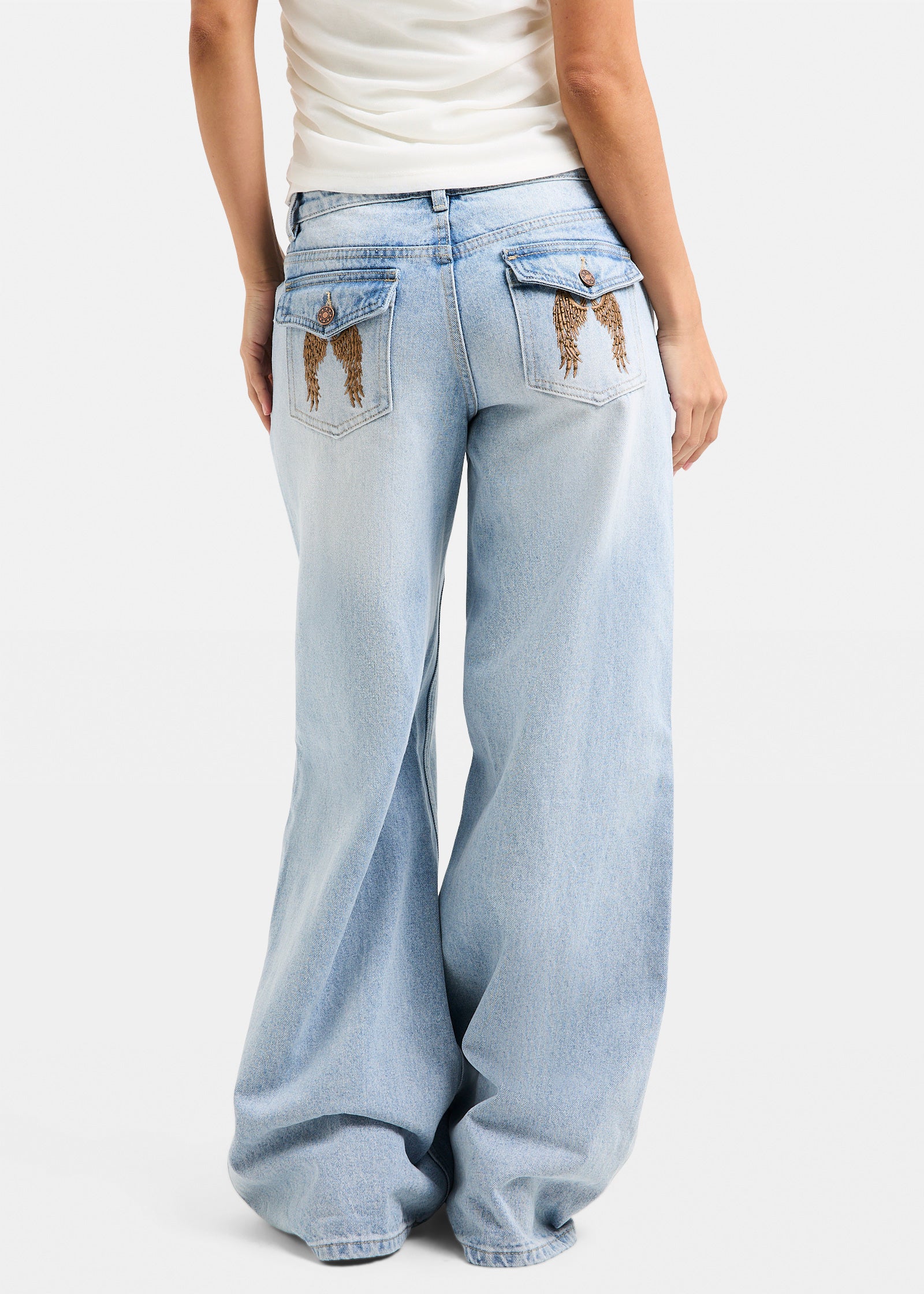 Image of Cindy Low Wide Denim Jeans