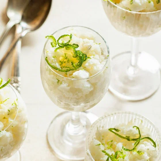 Toasted Coconut, Lychee, and Lime Granita