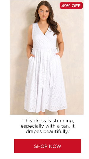 EVANS Curve White Broderie Wrap Midi Dress