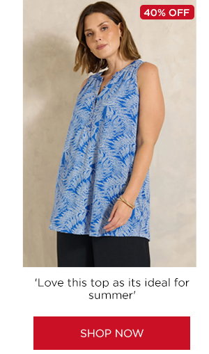 EVANS Curve Cobalt Blue Palm Print Vest Top