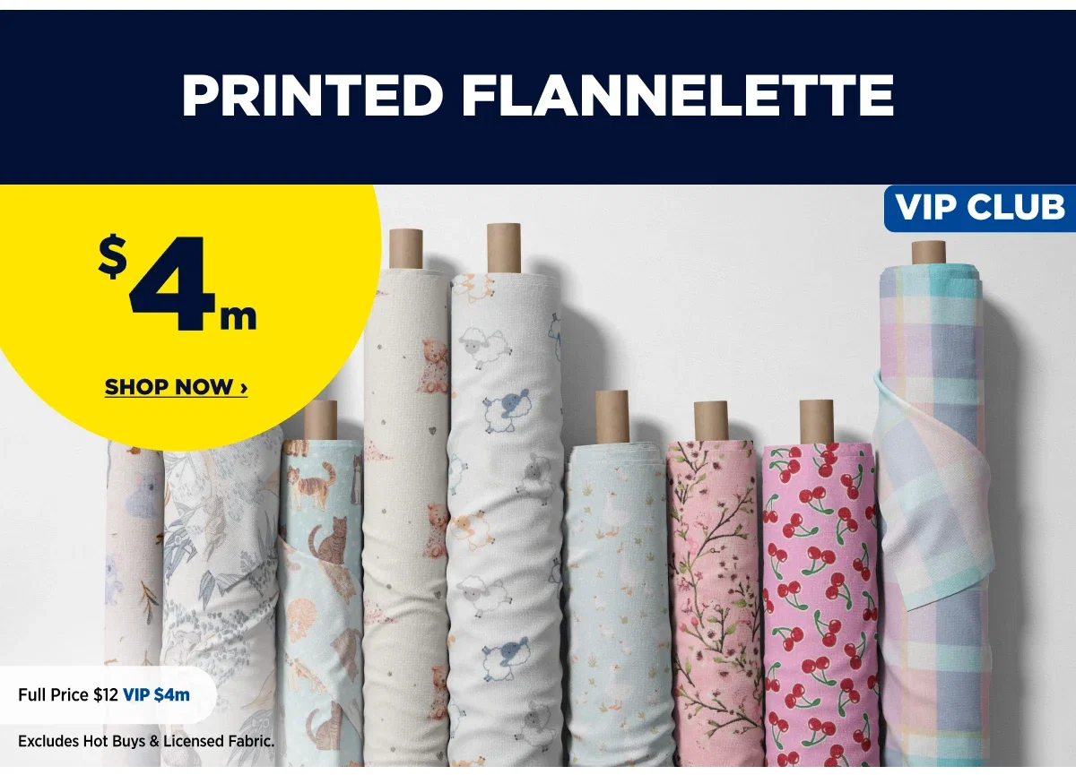 VIP $4m Printed Flannelette