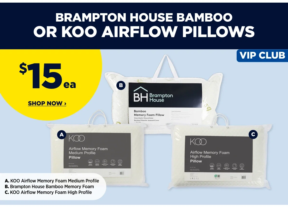 VIP $15ea Koo Airflow & Brampton House Cool Touch Memory Foam Pillows