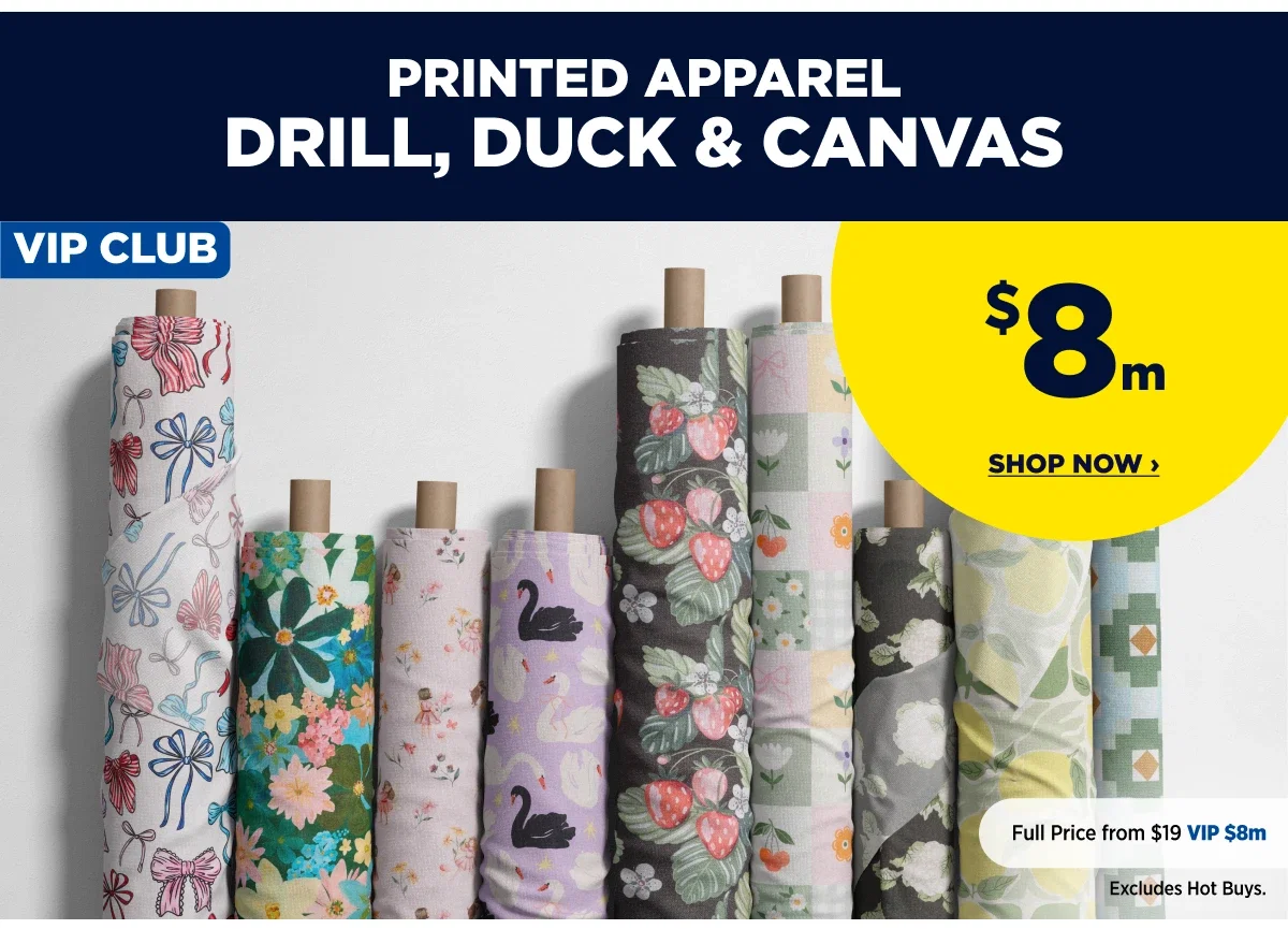 VIP $8m Printed Apparel Drill, Duck & Canvas