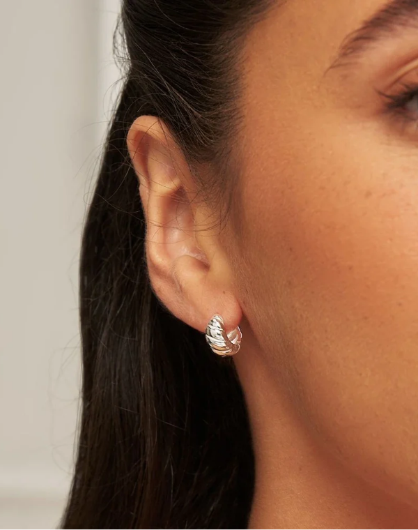 Silver Mini Twisted Hoop Earrings