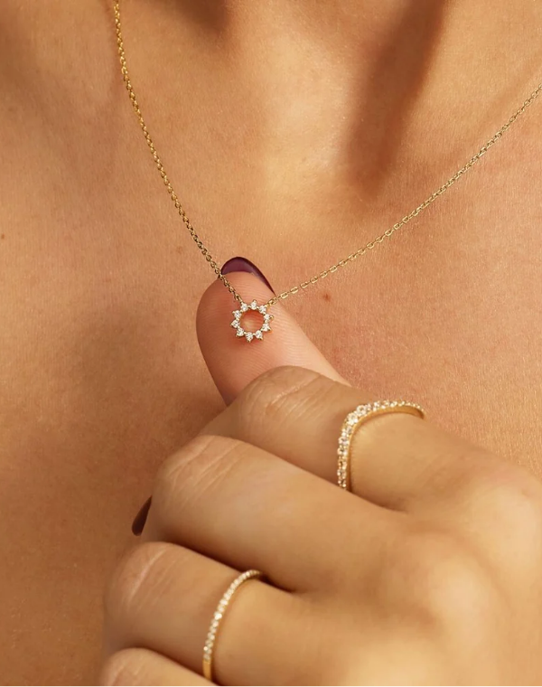 Gold Diamond Style Sun Necklace