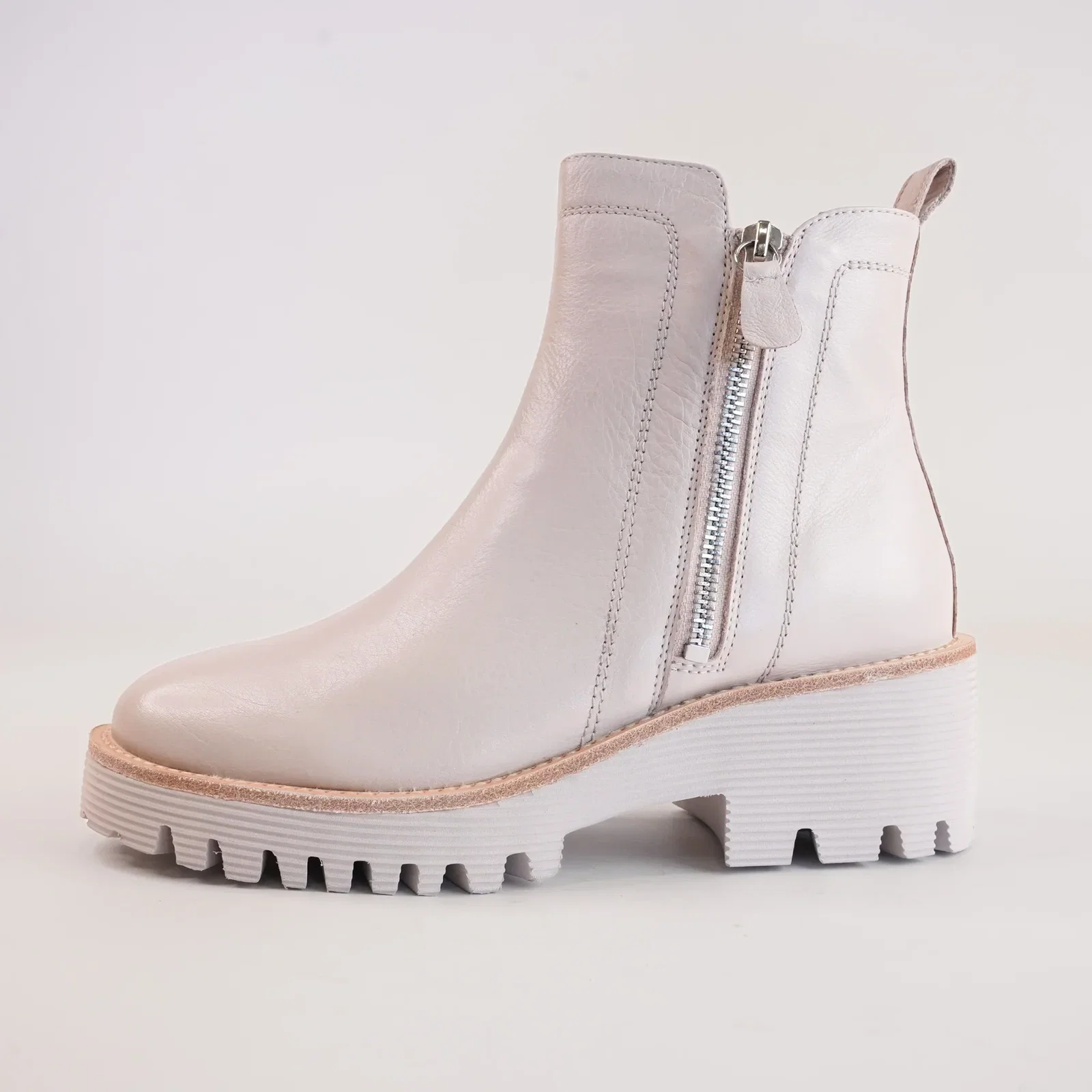Image of Waizey Nougat Leather Ankle Boots