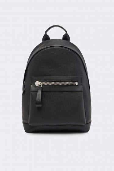 Soft Grain Leather Bucklet Backpack Black