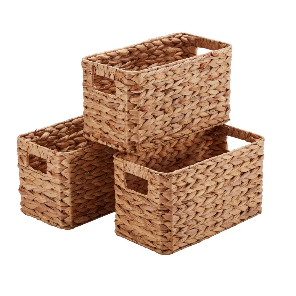 Image of Wovenhill Set of 3 Rectangular Milton Natural Rattan Storage Baskets