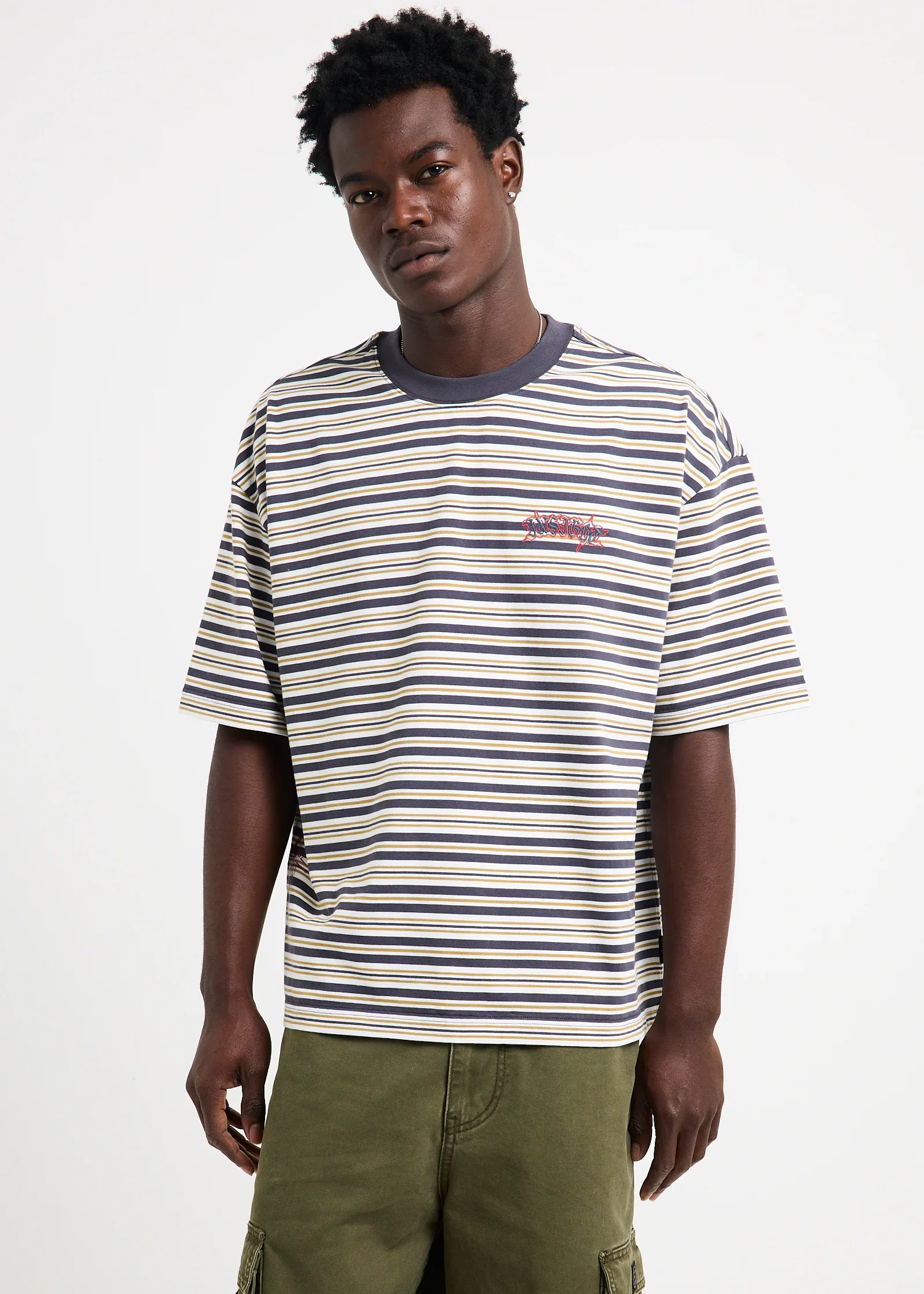 Image of Vonte Printed Striped T-Shirt