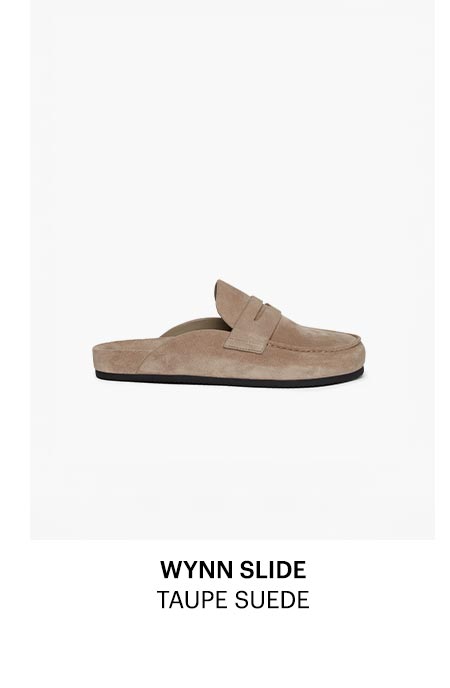 Wynn Slide in Taupe Suede