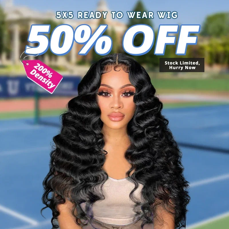 [50% OFF - No Code Needed] 200% Density Pre Cut Lace & Pre Plucked & Bleached Knots Ready To Wear 5x5 Lace Closure Wigs