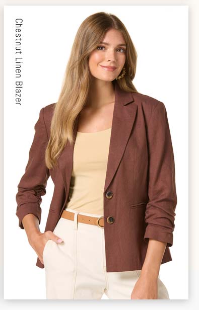Shop Chestnut Linen Blazer
