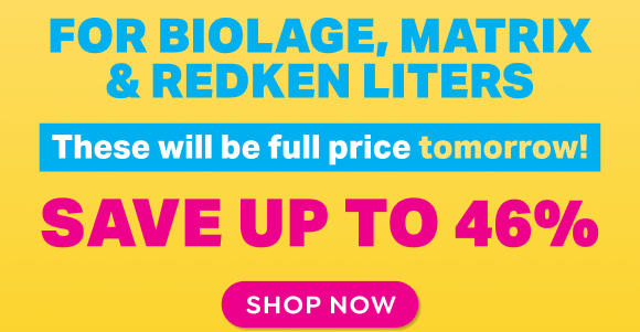 SHOP REDKEN, BIOLAGE OR MATRIX LITERS