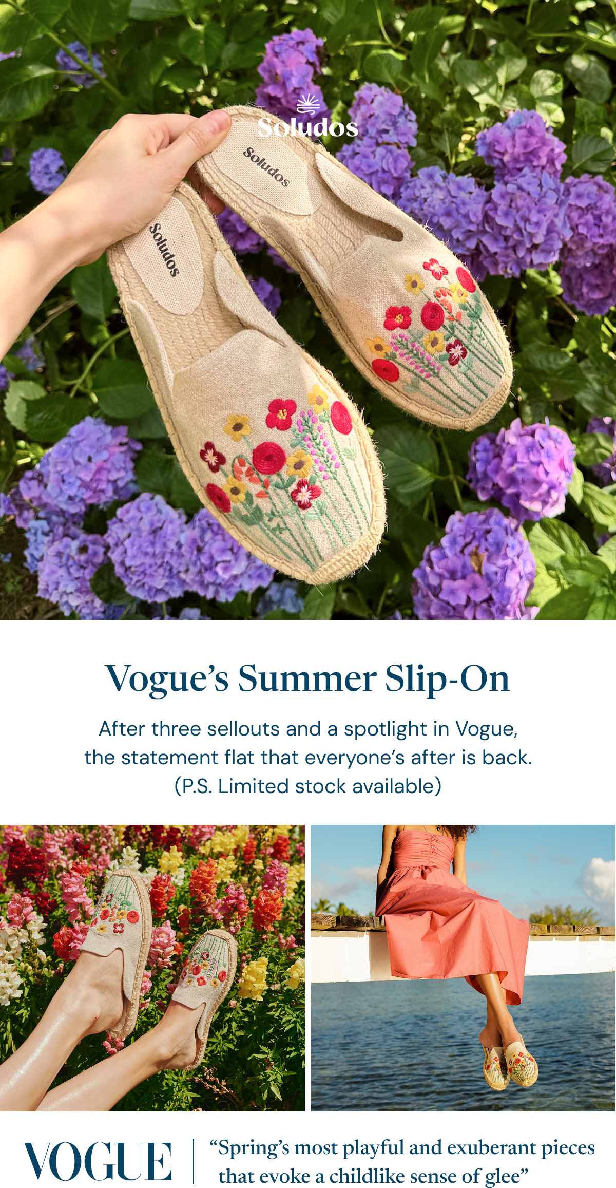 Vogue’s Summer Slip-On: After three sellouts and a spotlight in Vogue, the statement flat that everyone’s after is back.