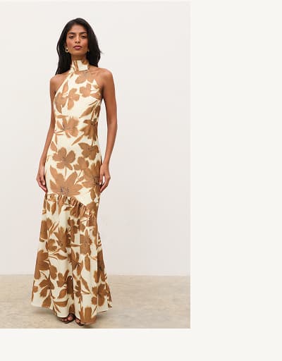 Avery High Neck Backless Maxi Dress - Autumn Petal