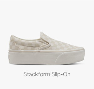 Vans Checkerboard Stackform Slip-On in White/Cream