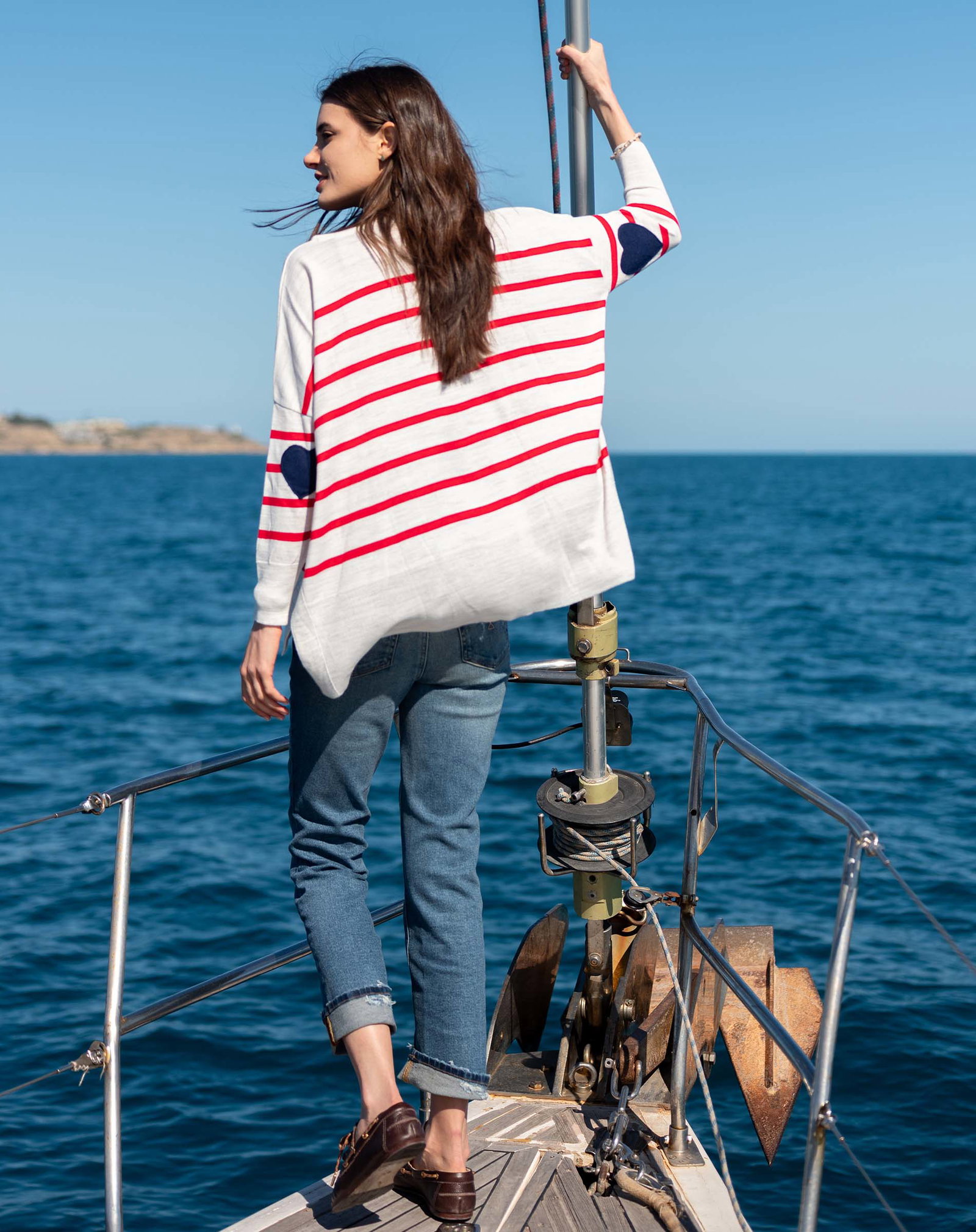 Amour Sweater Red Stripes Navy Heart